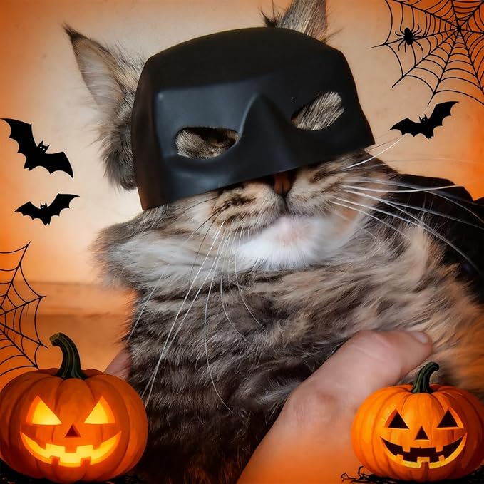 Cat Bat Mask Funny Cat Mask Halloween Costume for Cats, Cosplay Pet Party Accessories Lightweight and Easy to Wear