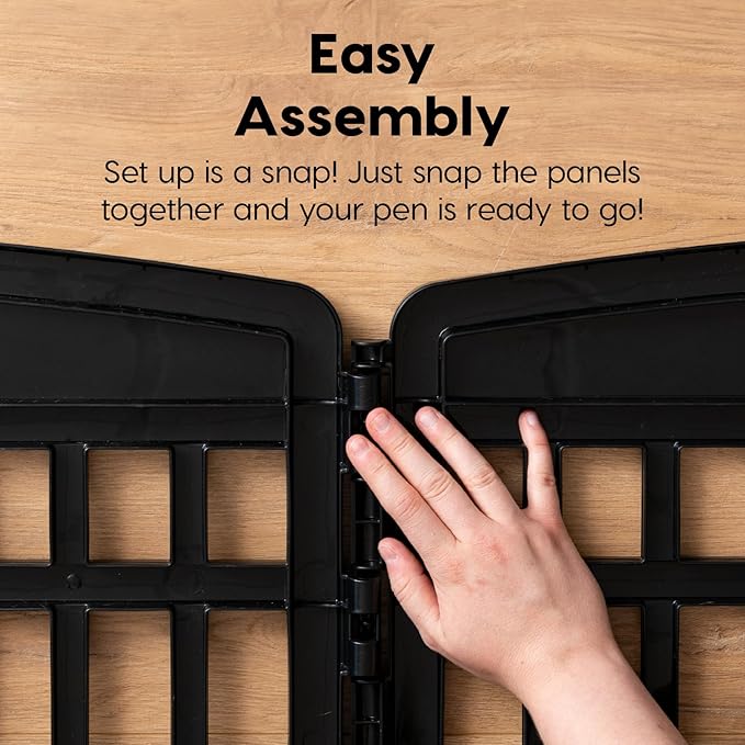 IRIS USA Dog Playpen 34" 6-Panel Dog Playpen with Door, 44 x 63 x 34, Puppy Fence, Puppy Playpen, Dog Play Pen Indoors, Pet Fence, Puppies/Small Dogs, Black