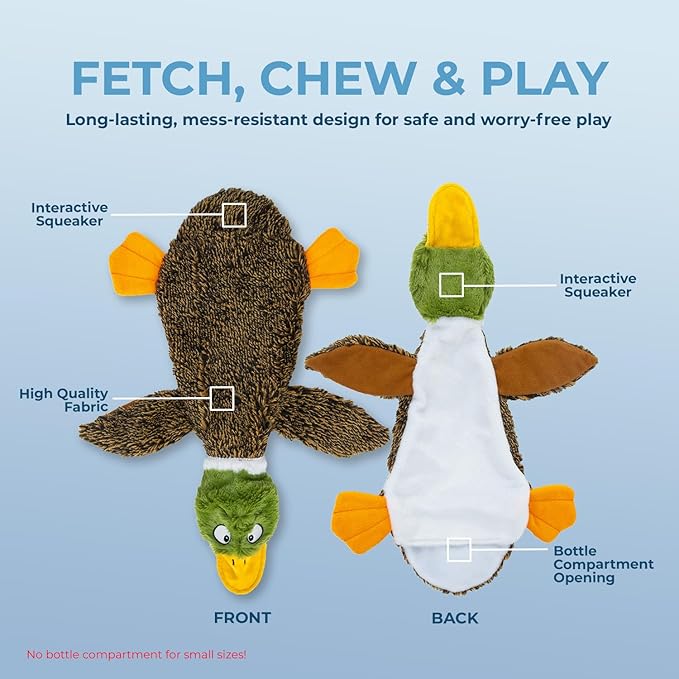 Best Pet Supplies Squeaky Dog Toys with Soft Durable Fabric for Small, Medium and Large Pets Interactive Toy for Indoor Play, Supports Active Biting and Play - 1Wild Duck, Medium