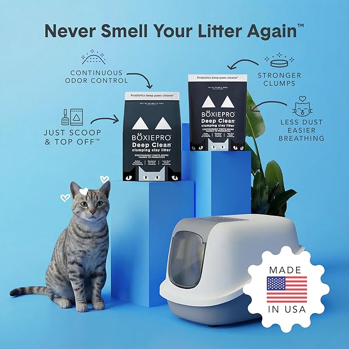 Boxie Probiotic Cat Litter, 40 Day Odor Control, Clumping Clay Kitty Litter, Odor Eliminating Probiotics, Dust-Free, No Fragrances No Fillers, 40 lb