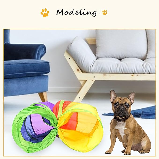 Cat Tunnel for Indoor Cats Interactive, Rabbit Tunnel Toys, Pet Toys Play Tunnels for Cats Kittens Rabbits Puppies Crinkle Pop Up Rainbow 45"