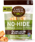 Earth Animal No Hide Chews - Long Lasting Rawhide Free Small Dog Chews Rolls, Pork - 2 Count