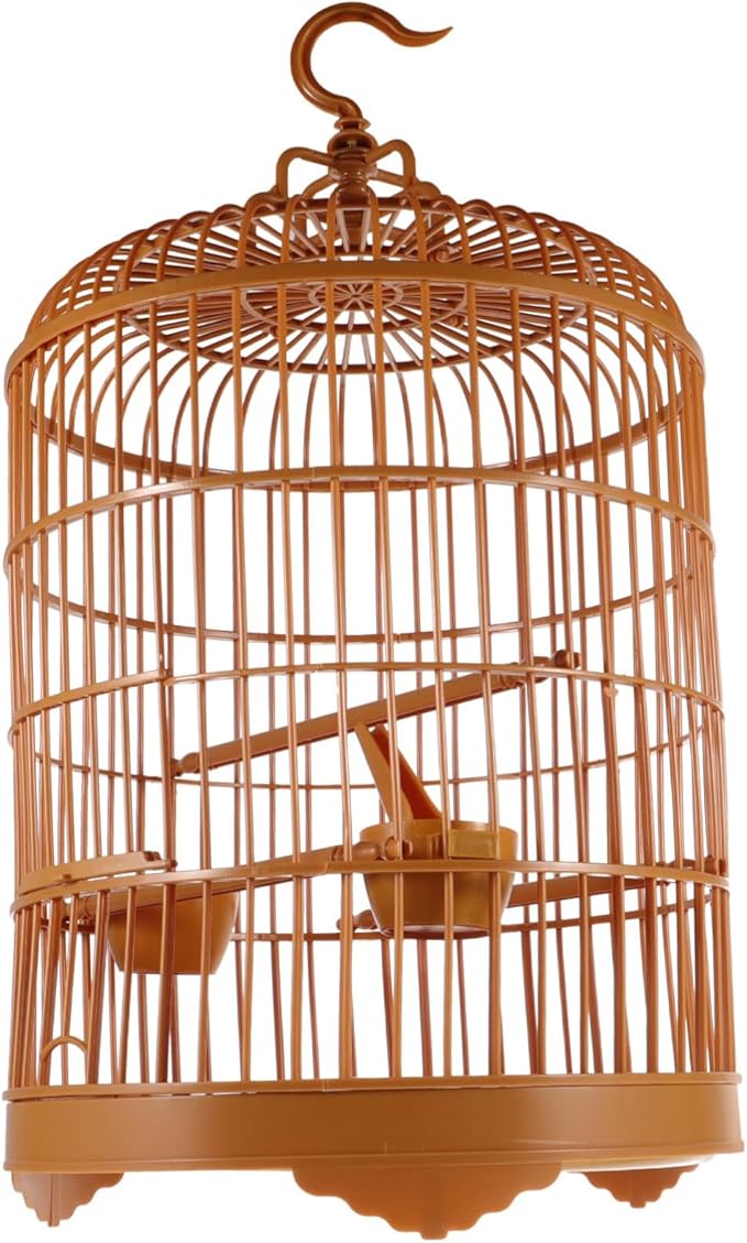 HANABASS Large Parrot Birdcage Round Plastic Budgie Cage Decorative Hook Easy- Base Parakeet Cockatiel Lovebird Pet Cage