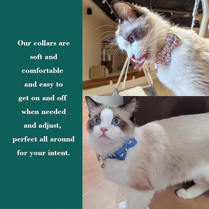 SuperBuddy Cat Collars Breakaway with Bell - 2 Pack Cat Safety Collars for Boys & Girls - Safety Buckle Kitten Collar for Pet Supplies,Stuff,Accessories