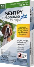 Sentry Fiproguard Plus for Dogs, Flea and Tick Prevention for Dogs (23-44 Pounds), Includes 3 Month Supply of Topical Flea Treatments