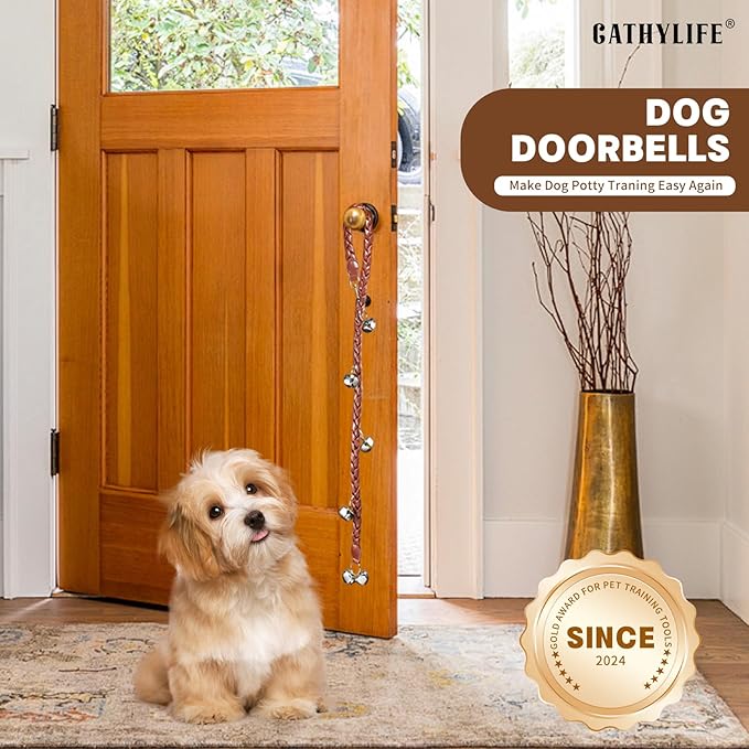Dog Doorbells for Potty Training, Poly Urethane Puppy Door Bells, Hand-Woven Dog Bells for Dog Training, Extra Loud Bells for Door Knob, Ring to Go Outside Doggie Pet Supplies.