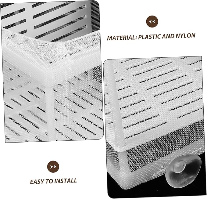 2Pcs Fish Tank Breeding Box with Suction Cup Aquarium Isolation Net and Partition Large Capacity Fish Hatchery Incubator for Separating Fish and Improving Survival Rate