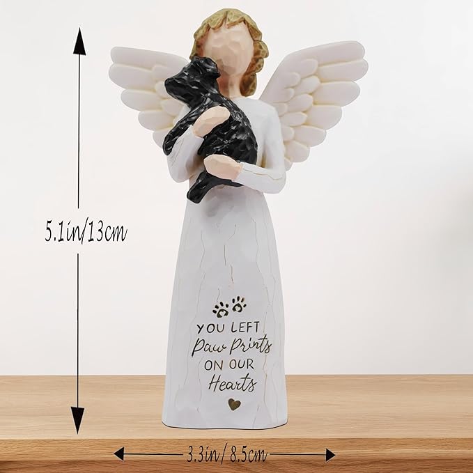 BORLESTA Pet Dog Memorial Gifts for Loss of Dog Mom Gifts for Women, Pet Loss Sympathy Gift, Pet Memorial, Bereavement Gifts Dogs Angel Figurines (Black)