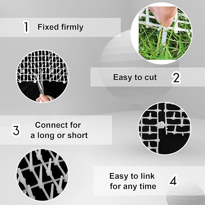 Zopeal 13ft Cat Repellent Mat with 12 Ground Stakes 12 Zip Ties, Spikes Deterrent Mat Keep Dog Off Couch for Indoor Outdoor Keep Pet Off Yard Garden, 158 x 12 Inch/1 Roll