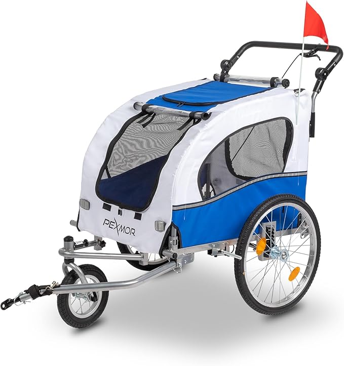 PEXMOR 2-in-1 Dog Bike Trailer, Pet Stroller Bike Trailer for Dogs w/Universal Hitch, Dog Cart for Bicycle Wagon Cargo Carrier w/Shock Absorber & Universal Wheel