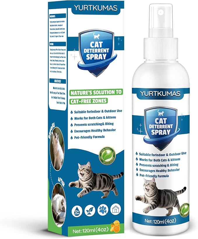 Cat Deterrent Spray - Indoor & Outdoor Cat Repellent, Stops Cats from Scratching Furniture, Carpets, Sofas, Curtains and Urine Marking - Effective Anti-Scratch Training Aid (blue1)