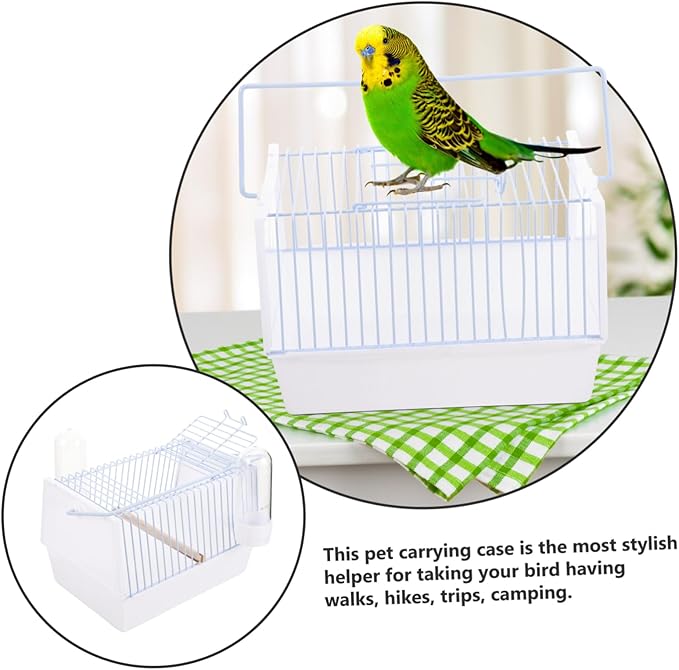 Happyyami 1set Portable Bird Carrier Cage Lightweight Travel Cage for Parrots for Hiking Shopping and Camping Breathable Metal Structure for Parakeets and Conures