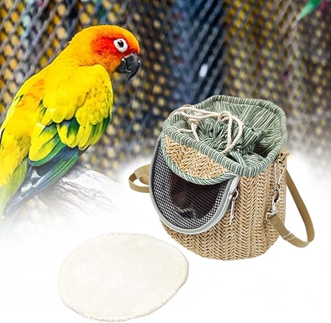 Bird Carrier Bag Shoulder Bag Cage Portable Cage Travel Bag Outdoor Parrot Bag Crossbody for Parakeets Small Birds Lovebirds- Light Green