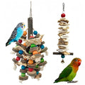 Bird Parrot Toys for Cage, 2 Pack Chew Toys with Apple Wood Slices, Cuttlebone & Colorful Blocks for Parakeets,Cockatoos, Conures, Cockatiels (Apple Wood Chips + Cuttlefish Bone)