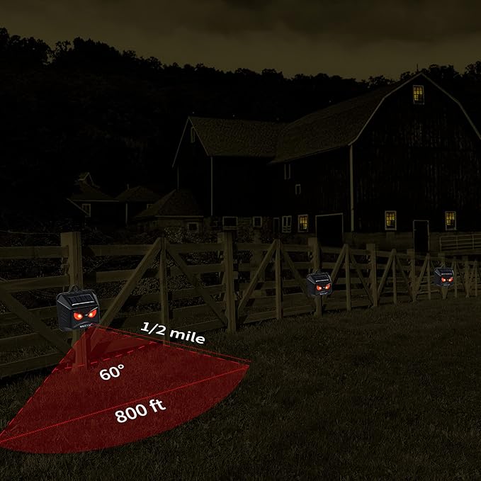 MAGIC CAT 4 Pack Solar Animal Repeller Outdoor, 2024 Nocturnal Animal Predator Deterrent with Red Lights, Waterproof Skunk Deer Coyote Raccoon Squirrel Cat Repellent for Garden Yard Farm Chicken Coop