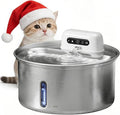 YFL Wireless Cat Water Fountain, 108oz/3.2L Battery Operated Pet Water Fountain, Stainless Steel Dog Water Dispenser with Motion Sensor, Quiet Cordless Cat Fountain for Inside