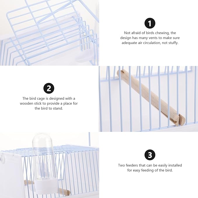 Toyvian Portable Small Bird Carrier Cage with Handle Lightweight Wire Parrot Carrying Cage for Travel Hiking Camping Trips