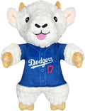 MLBPA Shohei Ohtani Goat Plush Toy for Dogs and Cats with Squeaker, Wearing a Team Player Jersey! MLB LA Dodgers Fun & Sporty Goat Shaped Dog Chew Toy, Interactive Pet Toy