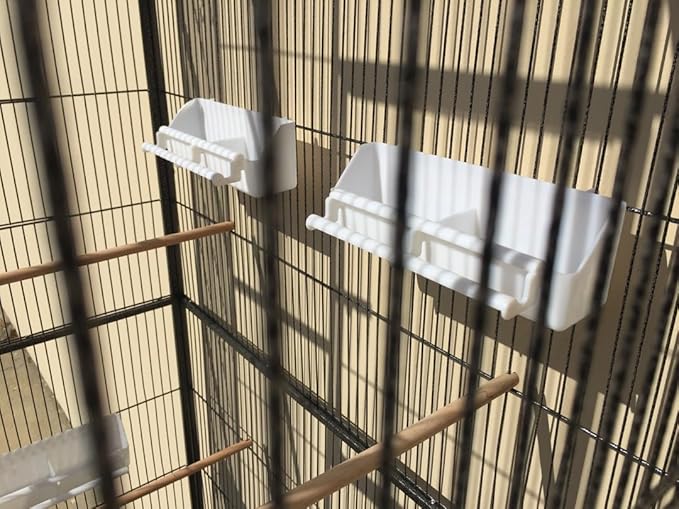 Extra Large Double Stacker Breeding Flight Bird Wrought Iron Separate Parrot Bird Cage Side Nesting Box Doors Easy Clean Pull Out Metal Grate Tray and Removalbe Rolling Stand