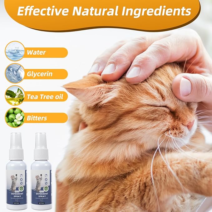 Cat Deterrent Spray 50ml: 4PCS No Scratch Spray for Cats, Cat Scratch Spray Outdoor Indoor - Cat Scratch Deterrent for Furniture, Sofas, Rugs, Curtains, Plants