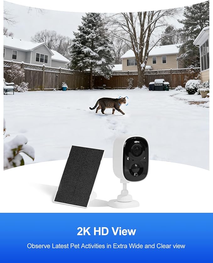 rolimate Wireless Solar Smart Pet Camera for Outdoor cat House, IP65 Weatherproof, Motion Detection, 2-Way Audio, Night Vision, SD Local & Cloud Storage, Compatible with Alexa (1)