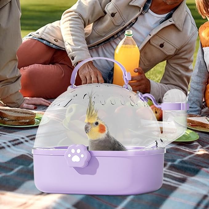 Bird Travel Cage Carrier, Panoramic View Secure Bird Habitat, Ventilated Transport Cage with Water Bottle, Ideal for Outdoor Adventures, Travel, Camping, Parrots, Finches, Budgies, Small Pet Birds