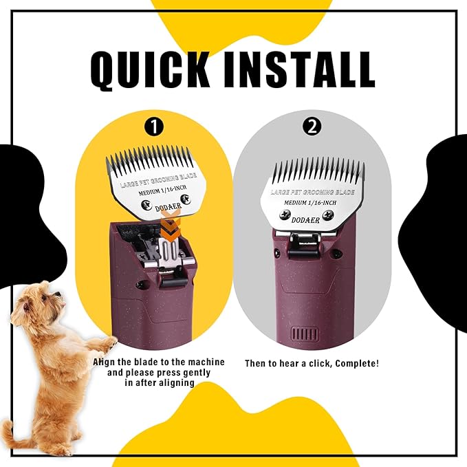 Detachable Pet Dog Grooming Clipper Steel Blade,Compatible with Andis Medium Blending,Oster A5,Wahl KM10 Series Clippers,Medium,1/16-Inch Cut Length for Large Dog,Horses,Sheep（64330）