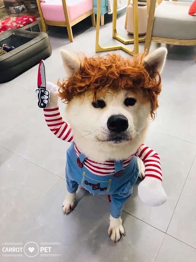 Pet Deadly Dog Costume, Cute Dog Cosplay Halloween Christmas Funny Pet Clothes Party Costume for Small Medium and Large Dogs (Large)
