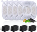 4 Pack Replacement Filters & Sponges Set for 67, 84, 95, 135oz Automatic Pet Fountain, Pet Fountain Replacement Filter, Triple Filtration Cat Water Dispenser Filters for Cats and Dogs