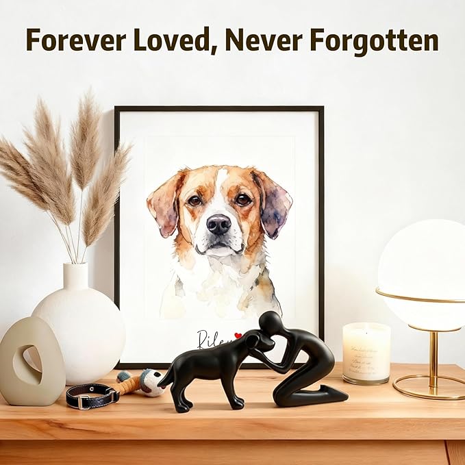 Dog Memorial Statues – Dog Memorial Gifts for Loss of Dog, Pet Memorial Ornament, Pet Sympathy Remembrance Gift (Black)