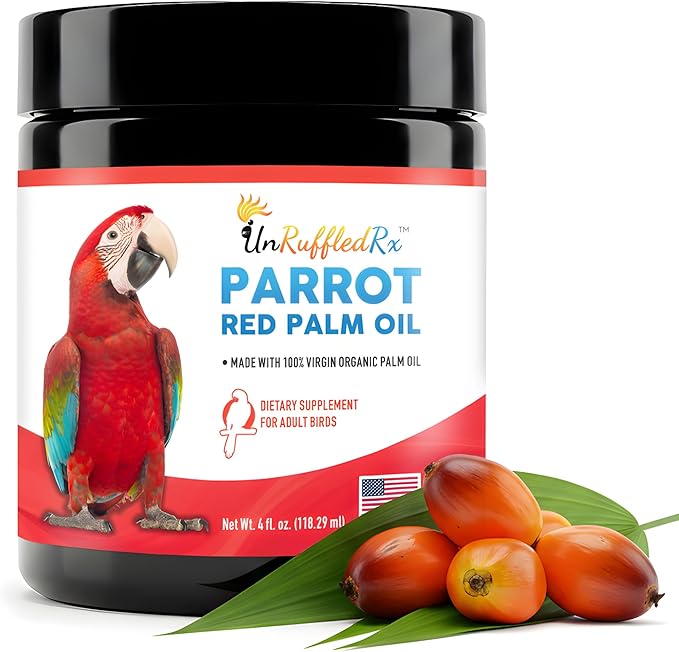 UnRuffledRx™ Red Palm Oil for Birds & Parrots - Provides Nutritional Support - Ethically Produced Organic Red Palm Oil to Support Feather & Skin Health