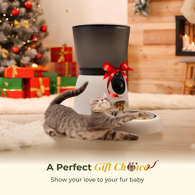 ARENTI Automatic Cat Feeder and Water Dispenser with Camera, 2K Adjustable View & Invisible Privacy Mode, 4.5L Cat Food Dispenser Fountain Combo, 5G/2.4G WiFi, 2-Way Audio, AI Alerts, Battery Backup