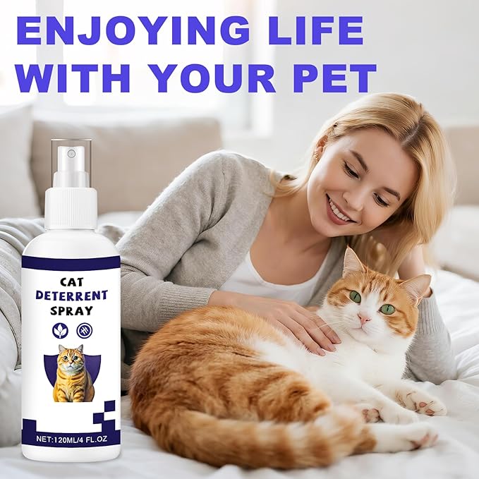 Cat Deterrent Spray丨Cat Repellent Spray for Indoor & Furniture, Anti-Scratch Deterrent for Furniture, Sofas, Rugs, Curtains, Plants,Pet-Safe Formula 4 FL.OZ