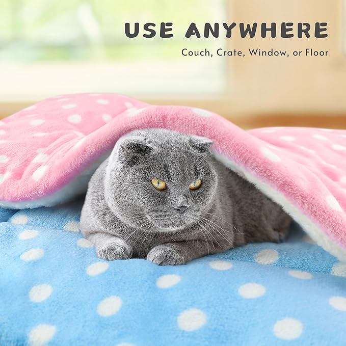 2 Pack Cat Blanket for Indoor Cats Ultra Soft and Warm Calming Cat Bed Fleece Pet Mat for Anxiety and Stress Washable Kitten Blanket