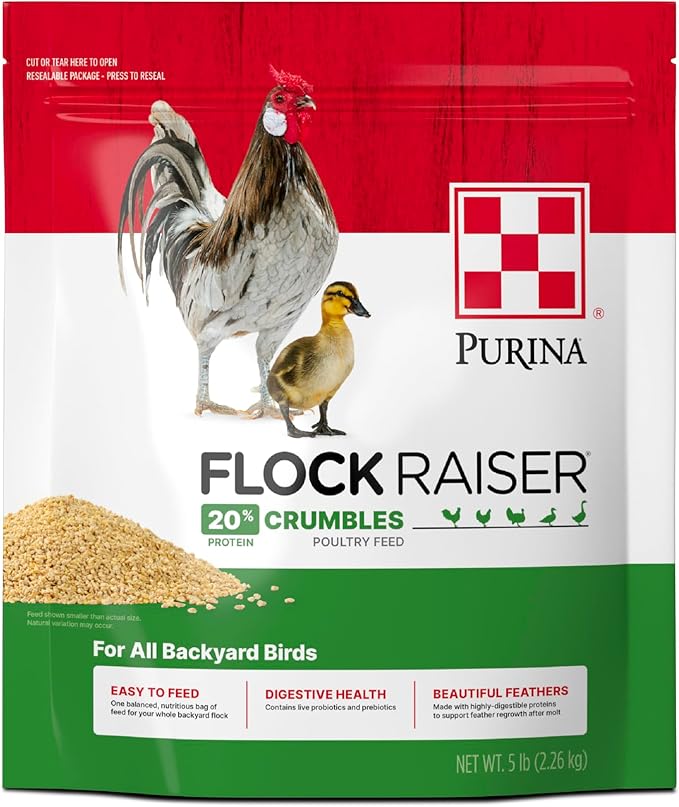 Purina Flock Raiser Crumbles Poultry Feed Nutritionally Complete - 5 Pound (5 lb) Bag