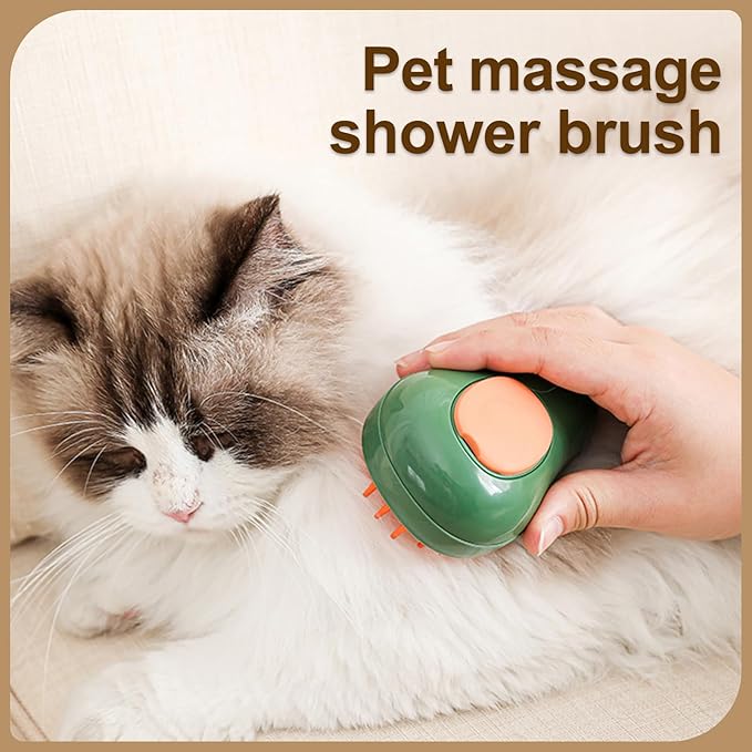 Cat Steam Brush, 3 in 1 Cat Steamy Brush, Silicone Massage Grooming Comb, Pet Hair Cleaning Misting Comb for Kittens(Avocado Green)