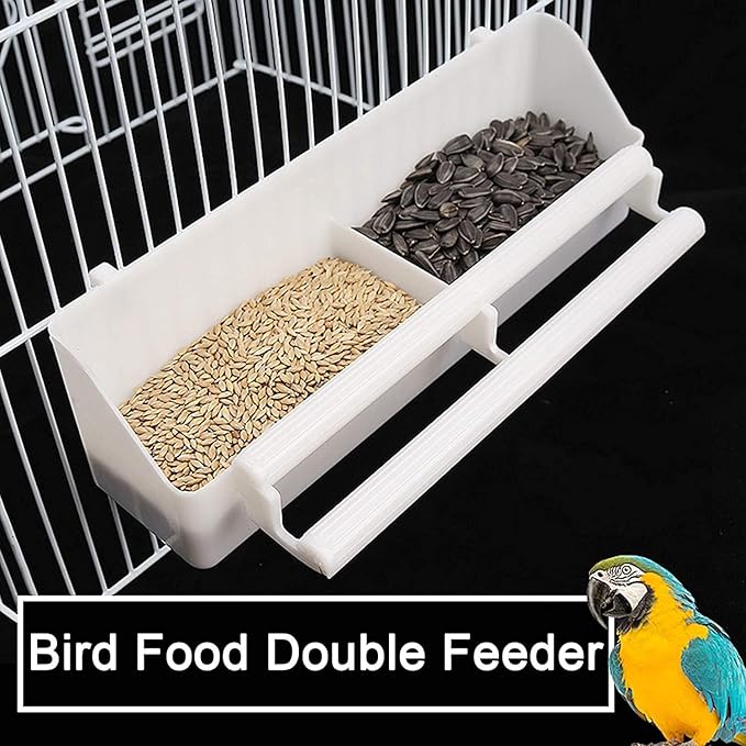 Extra Large Double Stacker Breeding Flight Bird Wrought Iron Separate Parrot Bird Cage Side Nesting Box Doors Easy Clean Pull Out Metal Grate Tray and Removalbe Rolling Stand