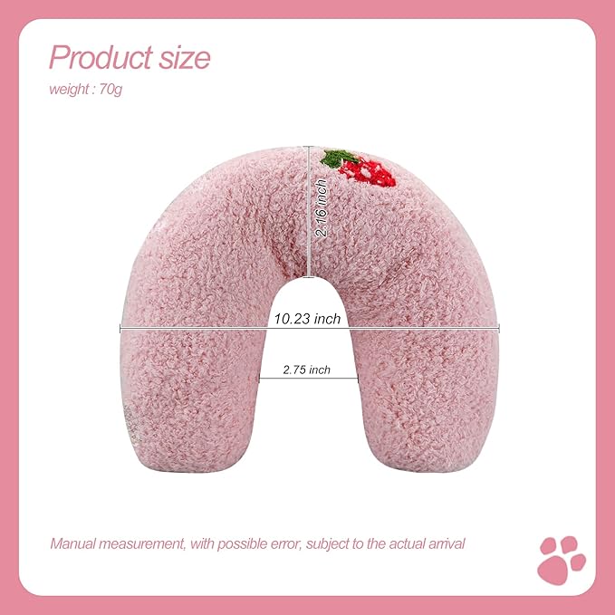 Andiker Pillows for Cats, U Shape Soft Fluffy Kitten Pillow to Lay On Cat Bed Pillow Ultra Soft Pet Pillow for Cat Fluffy Cats Pillows for Indoor Cats and Puppies to Improve Sleep Quality(Pink)
