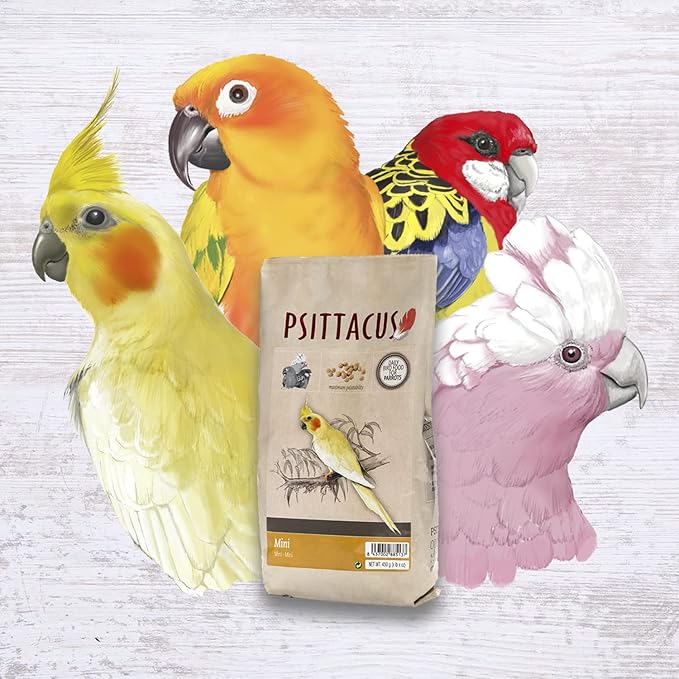 Psittacus Mini 1 lb | Complete Pellet Diet for Cockatiels, Conures and Cockatoos | Premium Food for Birds, 100% no-GMO