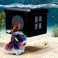 Black Floating Betta Fish Hideout with Window – Sleek 3D Fish Breeding Box & Shelter – Floating Feeding Platform for Betta Tanks – Rest Cave Decor for Small Aquariums (3.67"x2.87"x2.16")