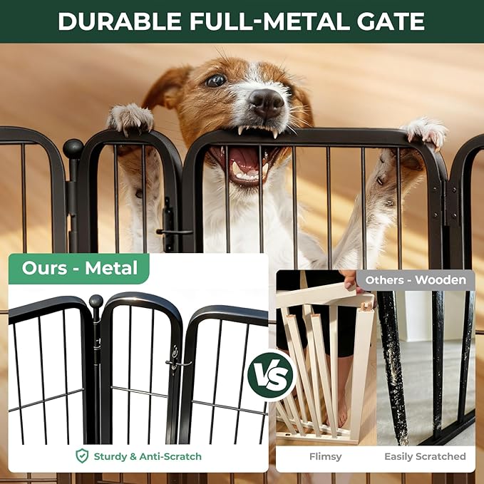 FXW Dog Gate Extra Wide Designed for Indoor Use, Adjustable Width Up to 69-inch Wide (24" H 3 Wire Panels for Puppies and Small Dogs), Black