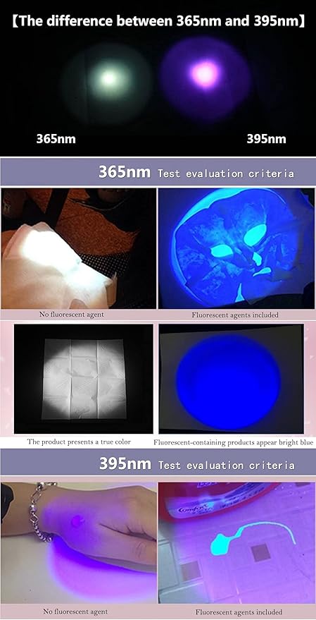 DARKBEAM UV 365nm and 395nm Flashlight Light Wood's Lamp Blacklight Ultraviolet LED Portable Mini Handheld Torch Detector for Dog Urine Pet Stains Anti-counterfeiting Identification Resin Curing