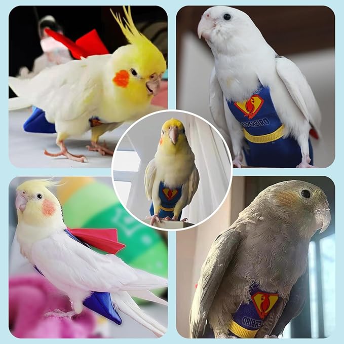 Bird Diaper Cockatiel Clothes Flight Suite, Reusable Parrot Nappy with Waterproof Inner Layer (YELLOE-L)