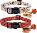 2 Pack Breakaway cat Collars with Bell,Safety Quick Release Pendant Cute Kitten Collar,Adjustable 20-30cm (Halloween2, 20-30cm)