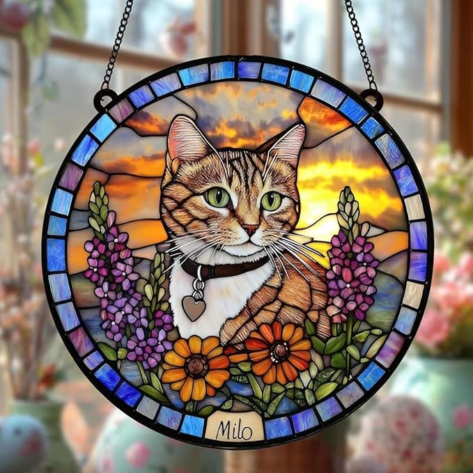 Custom Dog Portrait Stained Glass Catcher, Pet Memorial Stained Glass Photo Catcher, Staineds Glass Dog Memorial, Loss of Dogs Sympathy Gift Personalized, Pet Loss Gifts /11