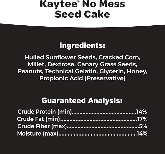 Kaytee No Mess Seed Cake, Wild Bird Food for Nuthatches, Cardinals, Finches, and Other Songbirds, 2.5 Pounds 4 Count