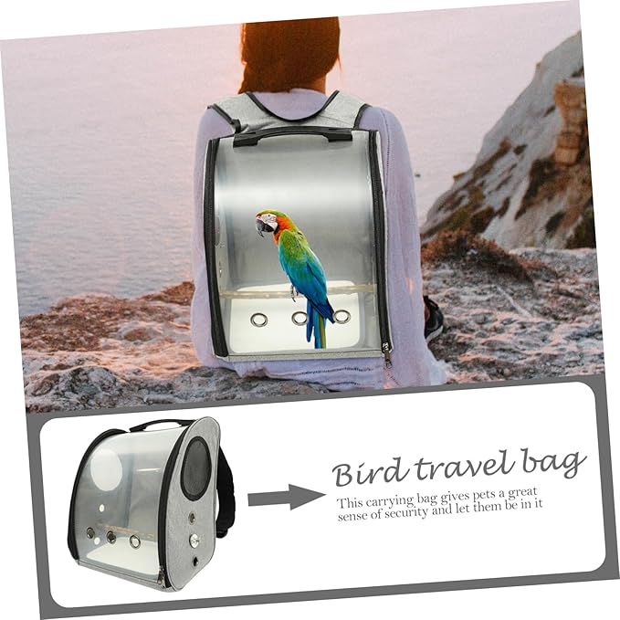 Hemoton Bird Carrier Backpack with Detachable Stand Breathable Parrot Travel Cage for Outdoor Adventures Shoulder Straps and Visible Window Lightweight Pet Carrier Bag for Hiking and