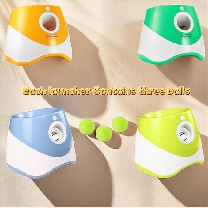 Dog Launcher Automatic Toy Tennis Throwing Pinball Machine Fun Interactive Throw Rechargable Catapult USB Charging(Yellow)