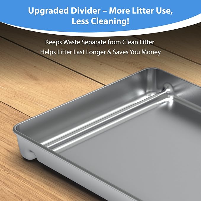 Upgraded Stainless Steel Reusable Litter Tray Compatible with PetSafe Scoop-Free Self-Cleaning Cat Litter Boxes – Deeper Waste Section & Enhanced Odor Control