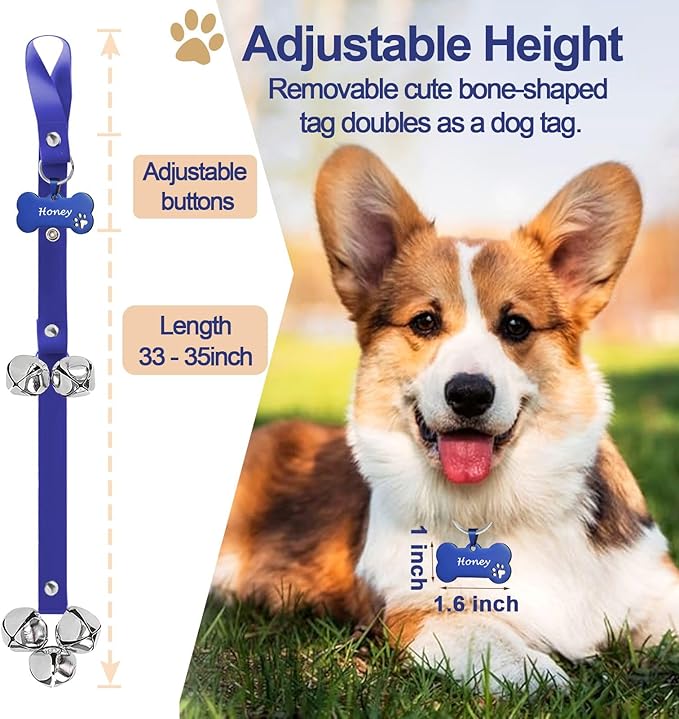 Leather Dog Bells, Puppy Potty Training Bell Dog Doorbell Potty Train Dog Bell for Potty Training Door Bells for Dogs to Ring to Go Outside Jingle Bells (Leather Navy 1PCS)